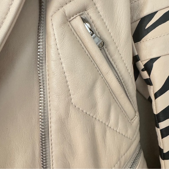 NWT 3.1 Phillip Lim nude zebra striped peplum motorcycle leather jacket … - Picture 5 of 13